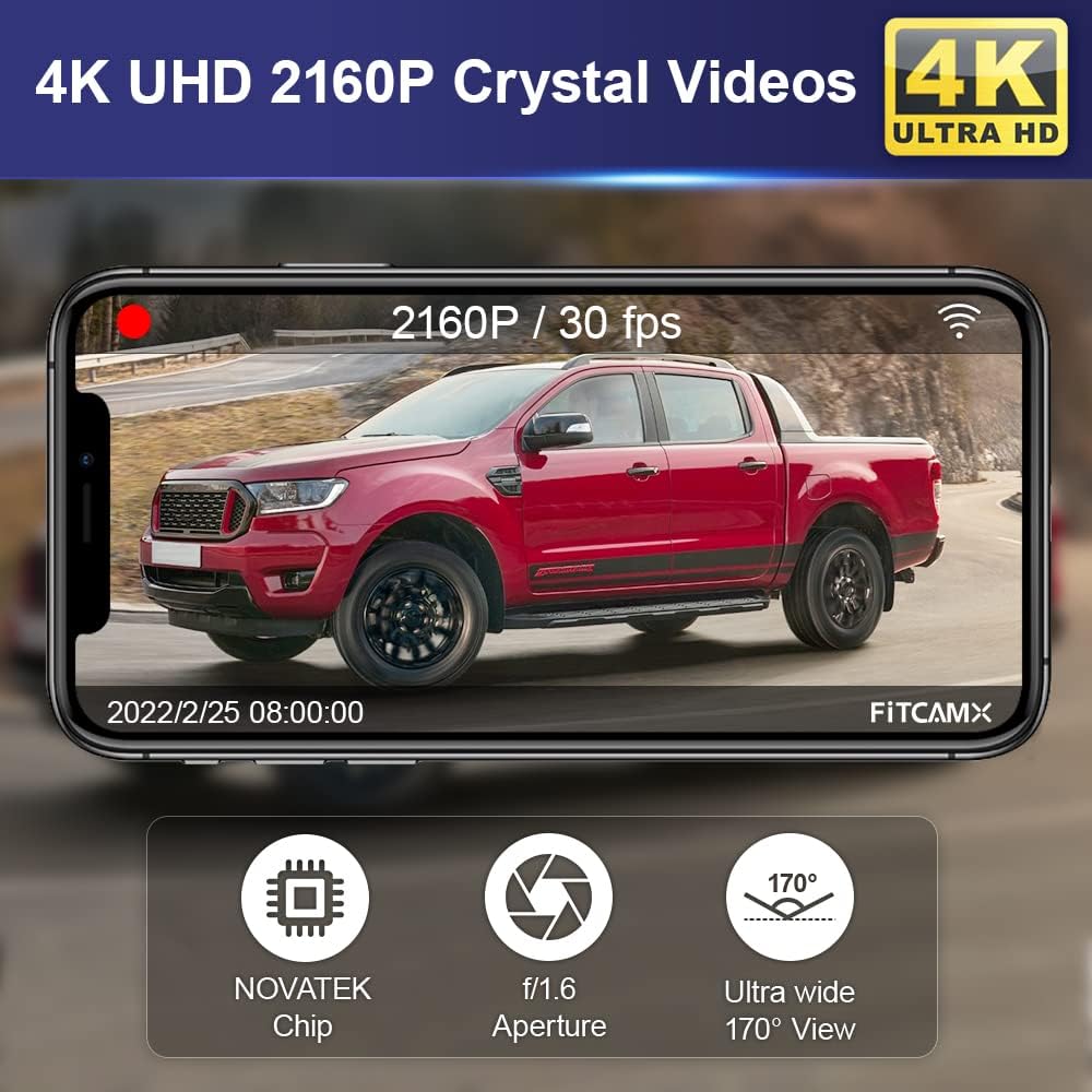Dashcam – Autocamera – Dashboardcamera – Rijcamera – Geïntegreerd voor specifieke pick-up 2019-2023 – OEM-look met onzichtbare montage – 4K UHD met WLAN-app en 64GB kaart