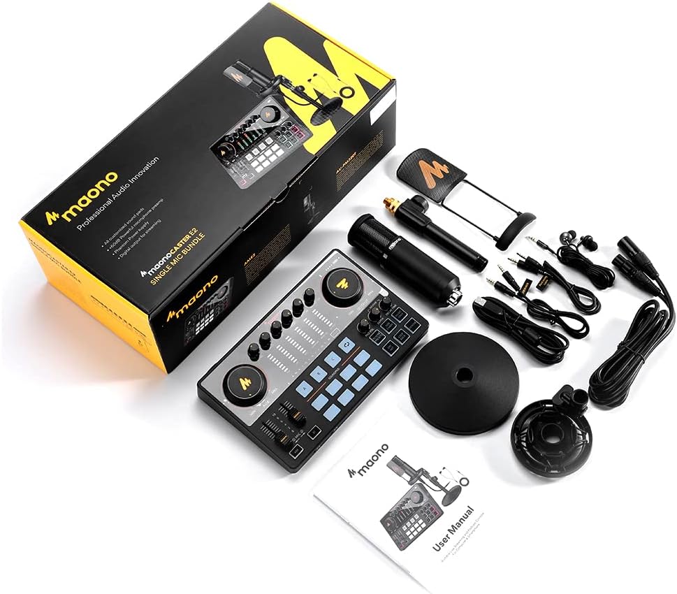 Audio-Interface – Geluidskaart – Mixer – Opname-Interface – Streaming-Interface – XLR-Ingangen Met Fantoomvoeding – Inclusief Condensatormicrofoon