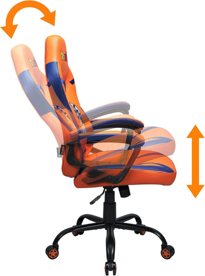 Subsonic Dbz Dragon Ballz Gaming Stoel Of Kantoorstoel, Pop Gamer Stoel Voor Kinderen, Comfortabele Schommelstoel, Geïntegreerde Hoofdsteun En Armleuningen, Ergonomische, In Hoogte Verstelbaar Oranje