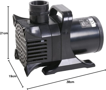 AquaForte P-15.000 vijverpomp, 290 watt, maximale debiet 15 m3/uur, maximale opvoerhoogte 6,5 meter, extra sterke opvoerhoogte, pompt tot 6 mm grote vuildeeltjes