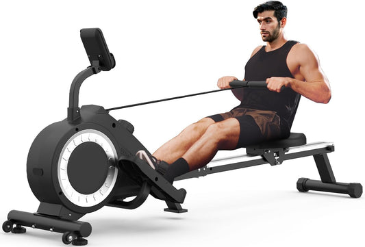 Neezee Home Rowing Machine, Foldable Rower with LCD Monitor, Collapsible, with 16-Stage Magnetic Resistance, Rowing Machine for Full Body Training, Quiet Rowing Machine, Space Saving - QUORE
