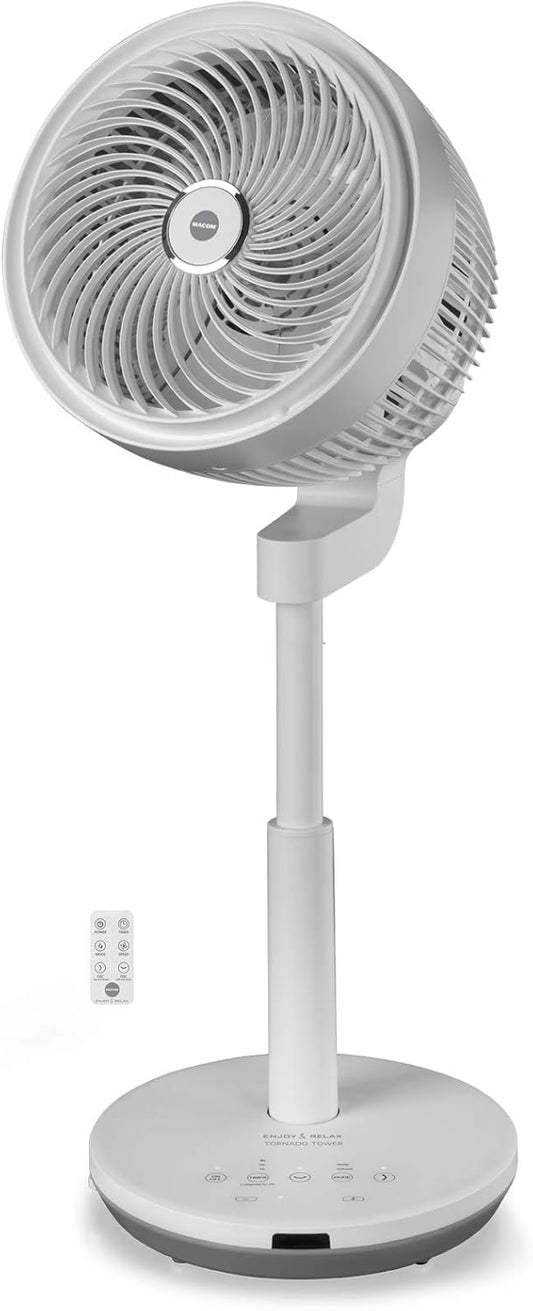 Staande Torenventilator Wit – Torenventilator – Staande Ventilator – Kolomventilator – Vloerventilator – Dubbele Automatische Oscillatie – Compact Torenmodel