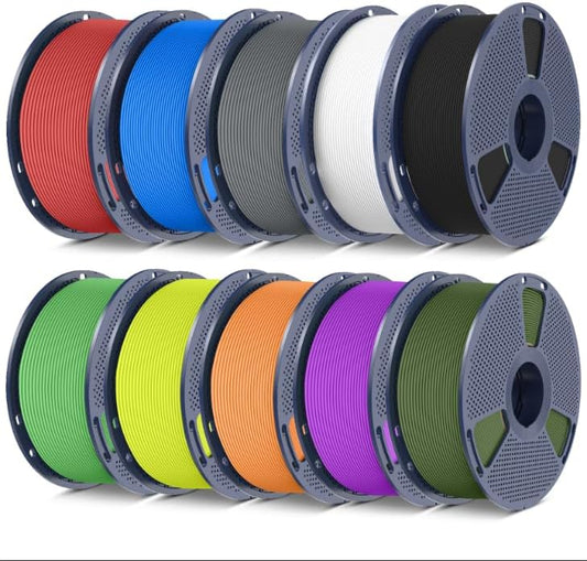 PLA Filament – 3D Printer Filament – 3D Printmateriaal – Matte PLA – 1,75 mm Filament – 10 Kleuren Bundel – 10 kg Totaal – Hoge Dimensionale Nauwkeurigheid +/- 0,02 mm