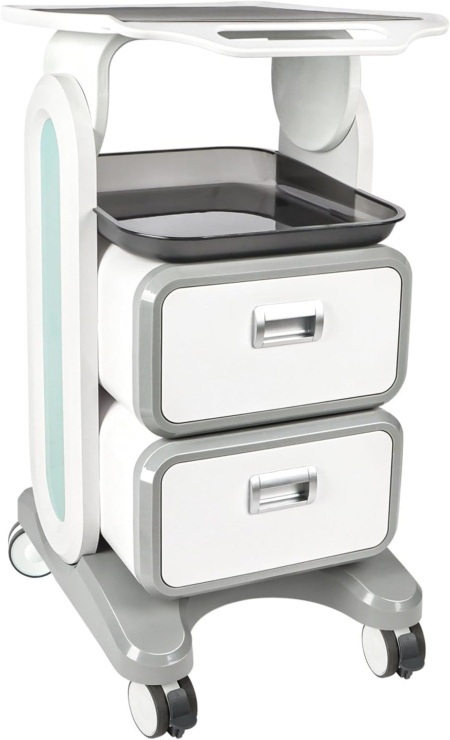 EBANKU Medical Trolley Cart with 2 Drawers, ABS Professional Rolling Cart with Non-Slip Pads Tray, Med Cart Mobile Trolley Cart for Hospital Clinic, Beauty Salon, Spa, Office, Bedroom - QUORE