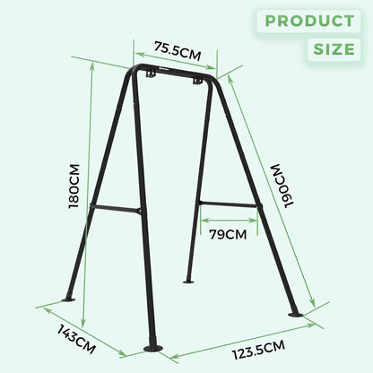 Hangmatstandaard, hangstoel standaard max load 300 lbs, schommelstandaard, outdoor of indoor hangmat met standaard (zwart)