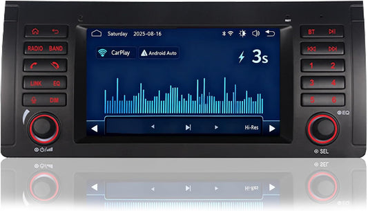Autoradio voor BMW E39 E53 M5 met Draadloze CarPlay Android Auto Linux Systeem Snel Opstarten Vloeiend Werken Bluetooth USB FM AM IPS Touchscreen (BMW E39)