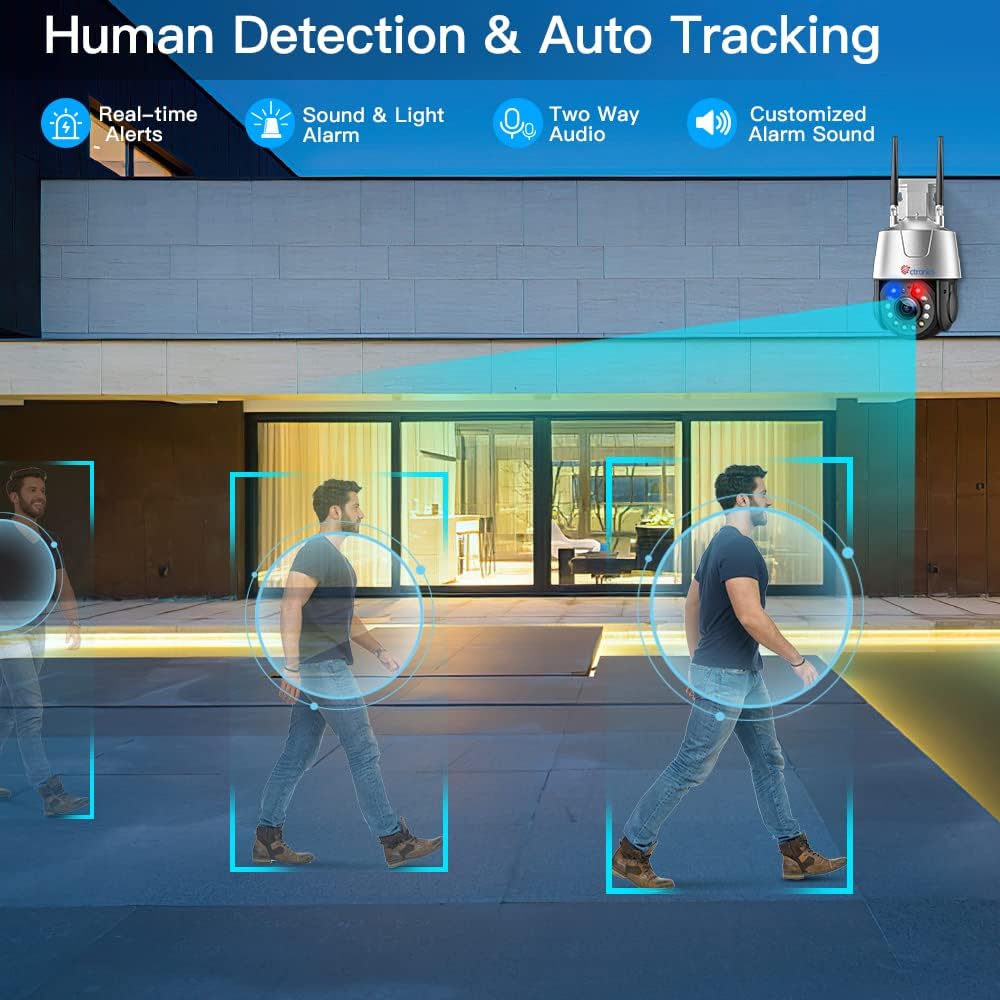 Ctronics 3G/4G LTE 5MP Bewakingscamera voor Buiten 30x Optische Zoom IP camera SIM kaart 355° 90° nachtzicht kleur 150M menselijk lichaam detectie automatische tracking bidirectionele audio
