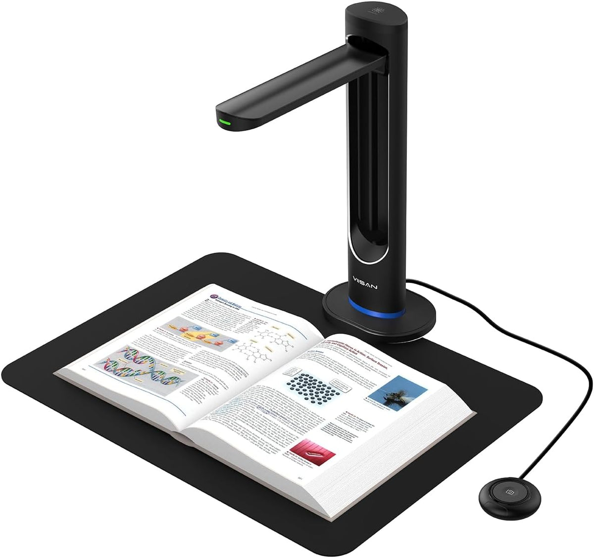 VIISAN K48 A3 Overhead boekscanner – 48 MP sensor, 600 dpi, automatische zijkromming gladmaken, laserpositionering, 4K video, OCR & Text-to-Speech, USB 3.0 documentenscanner voor Windows en macOS