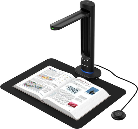 VIISAN K48 A3 Overhead boekscanner – 48 MP sensor, 600 dpi, automatische zijkromming gladmaken, laserpositionering, 4K video, OCR & Text-to-Speech, USB 3.0 documentenscanner voor Windows en macOS