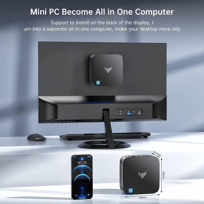 Mini-pc Celeron N5105 (tot 2,9 GHz) Mini-desktopcomputer, NiPoGi AK1 Pro 12 GB DDR4/256 GB Rom Mini-tower-pc 4K UHD, dubbele WiFi, Gigabit Ethernet, HDMI, VESA voor kantoor/studie/thuis