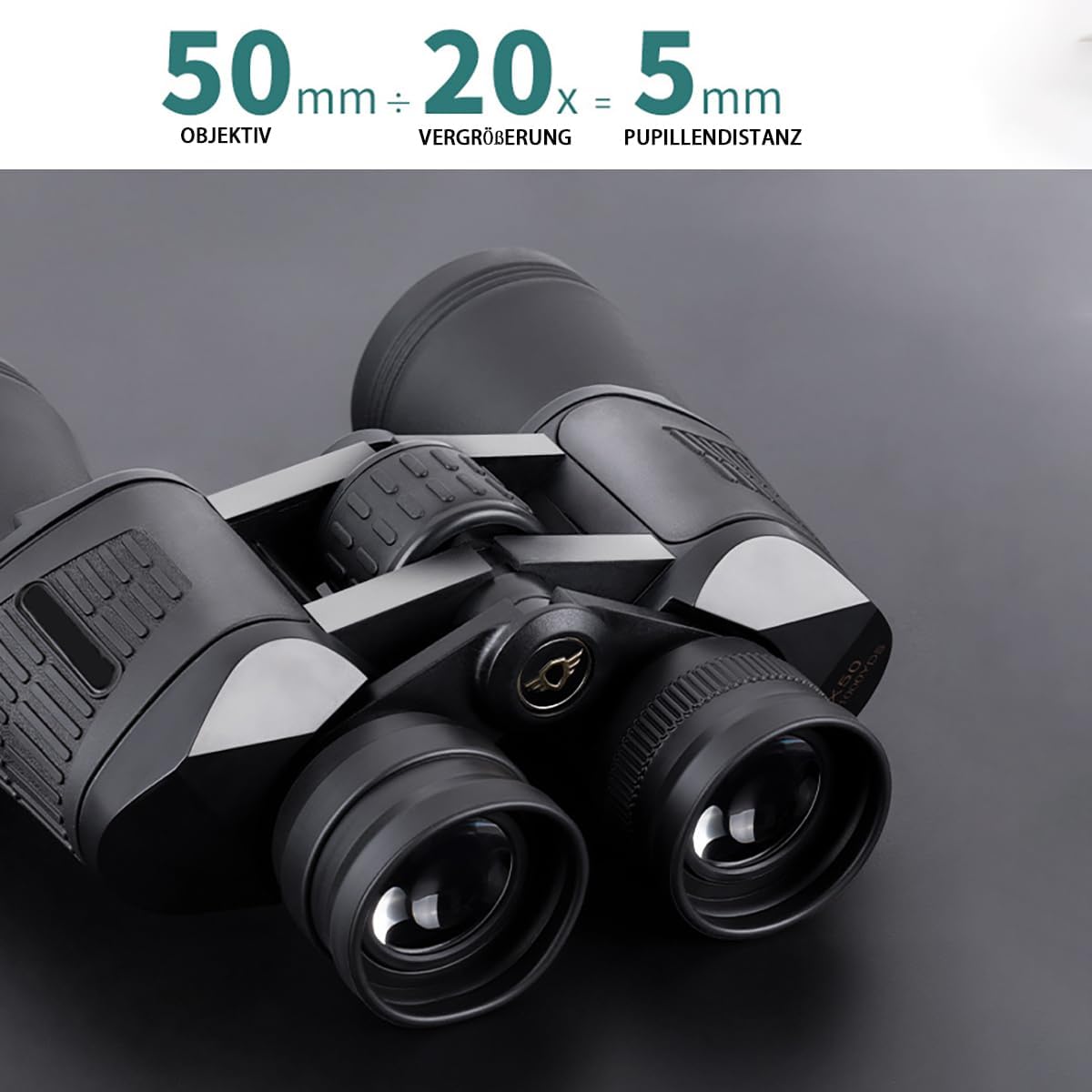 Verrekijker voor volwassenen, 20 x 50,27 mm, oculair HD-verrekijker met nachtzicht, FMC-lens, veldsteker en draagtas, duurzaam, schokbestendig, breed gezichtsveld voor sport, natuurobservatie,