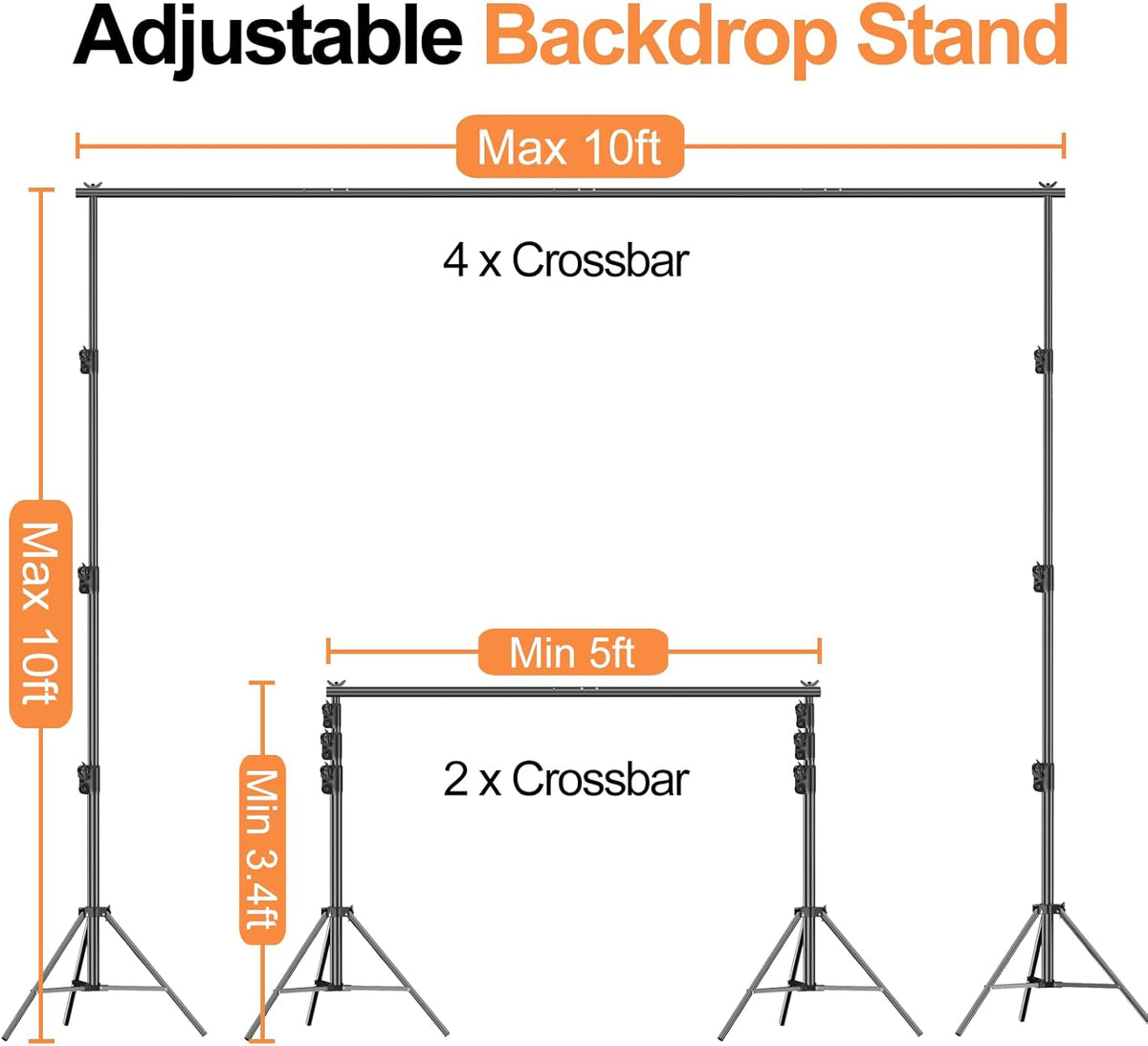 FUDESY Foto Video Studio 3 x 3M/10 x 10Ft Heavy Duty Verstelbare Achtergrond Stand,Achtergrond Ondersteuning Systeem voor Fotografie met Draagtas,Twee Stuks Veerklemmen