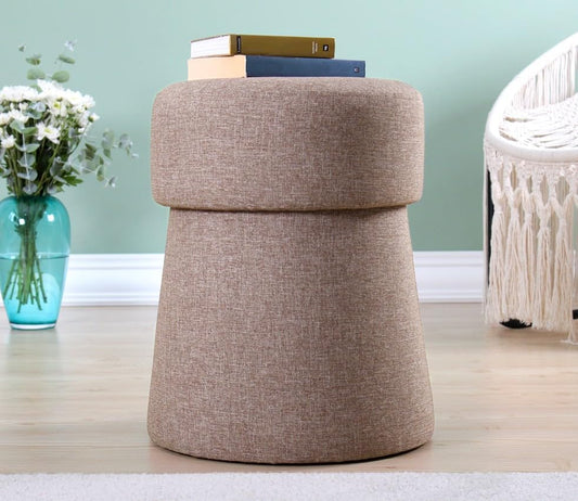 Stijlvolle poef, koffiekleur, 50 x 40 cm, 50% katoen en 50% linnen, 6 cm orthopedische spons, pvc-gecoate verborgen legs, perfect voor Boheemse en Scandinavische decoratie