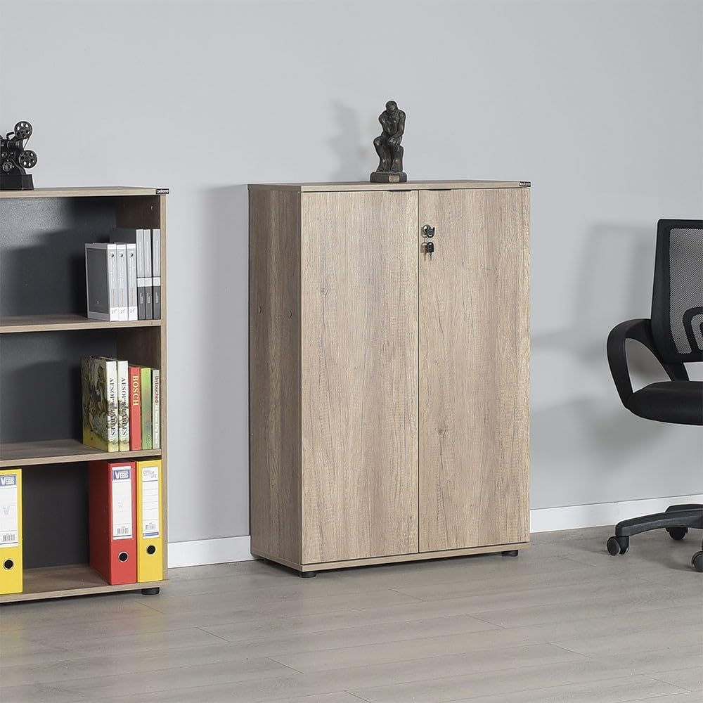 Stijlvolle lichte walnoot boekenplank, 72 cm x 109 cm x 34 cm | 100% melamine gecoat deeltjesbord, 16 mm dik, ideaal voor moderne decoratie thuis en op kantoor