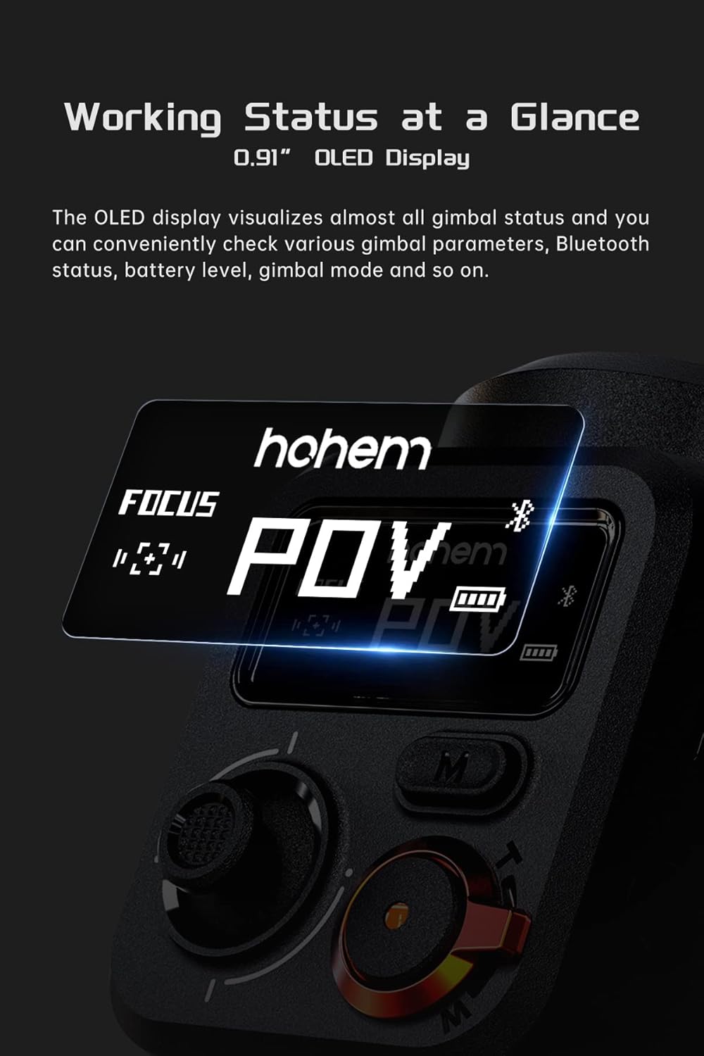 hohem iSteady M6 Gimbal Stabilizer voor Smartphone, 3-assige mobiele telefoon Gimbal Ingebouwde OLED-display 400g Payload Reverse Charging Android en iPhone Stabilizer met Inception Motion Timelapse
