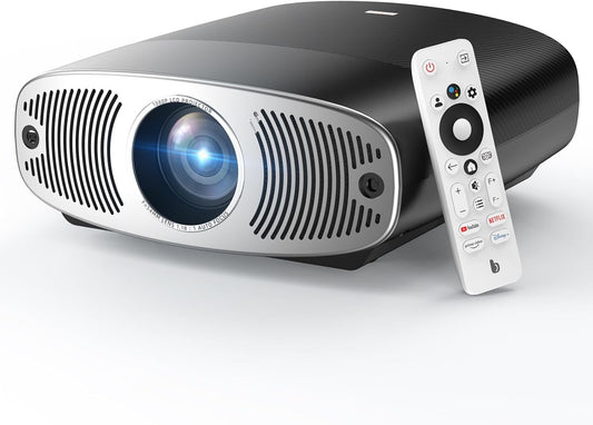 Bettdow 4K beamer [Android 9.0 & Google TV], 1080P volledig verzegeld, autofocus/trapeziumcorrectie, videoprojector ondersteunt Google Voice Assistant & Dolby Audio, zwart