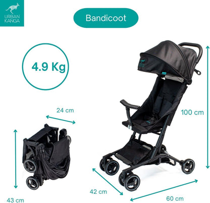 Urban Kanga Bandicoot – Lichtgewicht Reisbuggy Cabineformaat – Compact Inklapbaar – Geschikt tot 22 kg