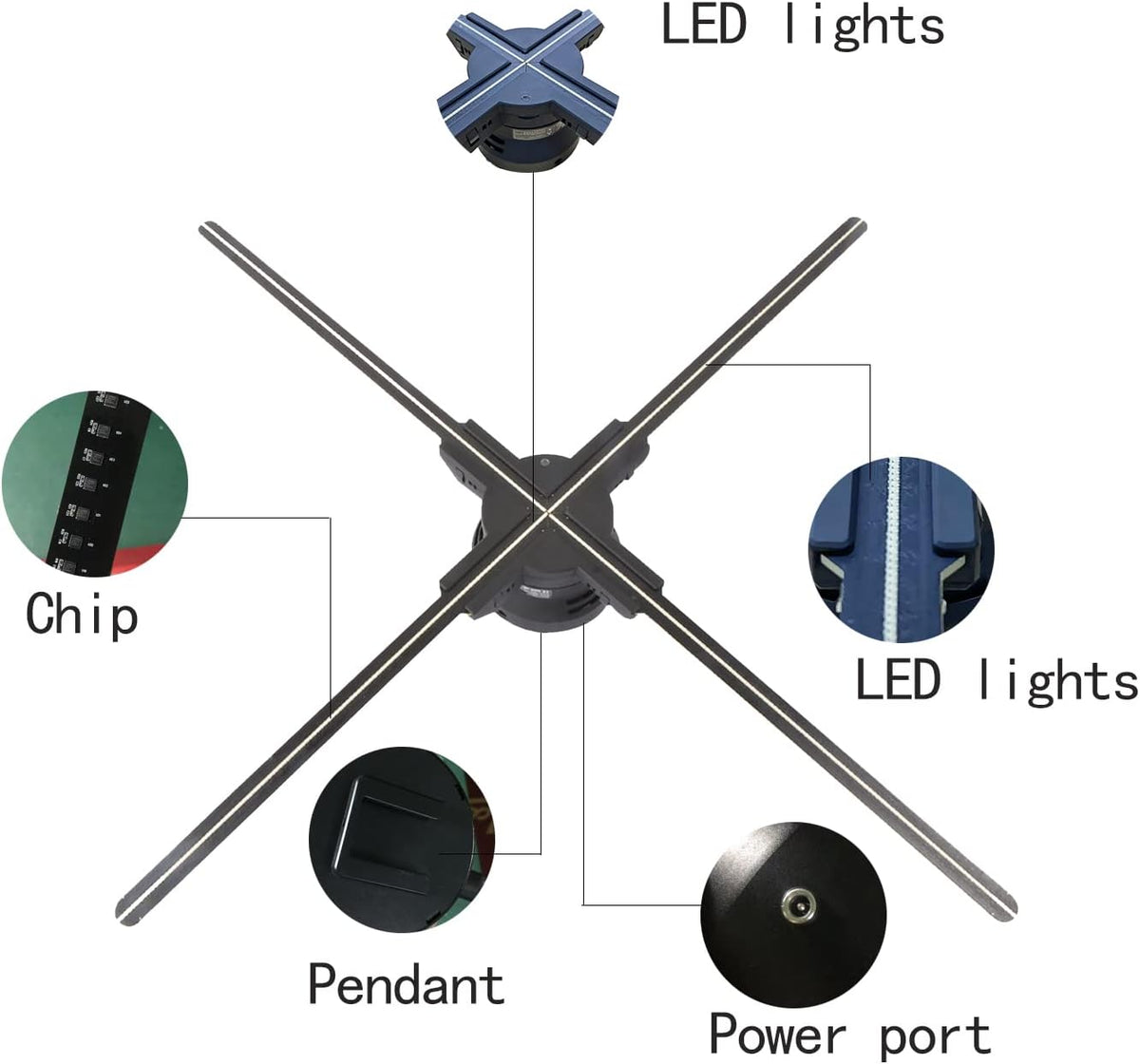 Missyou 3D Hologram Ventilator 70cm met WiFi, Bluetooth, APP-bediening, 832 LED's, Afstandsbediening, Timerfunctie, Geschikt voor Beurs en Reclame Displays, Inclusief 700 Video's