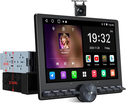ATOTOZONE 10,1 "Autoradio met Zwevend Scherm, Android 1 Din & 2 Din Adaptieve Auto Radio, Draadloze CarPlay & Android Auto, Wi‑Fi/USB/Bluetooth, Achteruitrijcamera