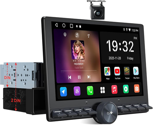 ATOTOZONE 10,1 "Autoradio met Zwevend Scherm, Android 1 Din & 2 Din Adaptieve Auto Radio, Draadloze CarPlay & Android Auto, Wi‑Fi/USB/Bluetooth, Achteruitrijcamera