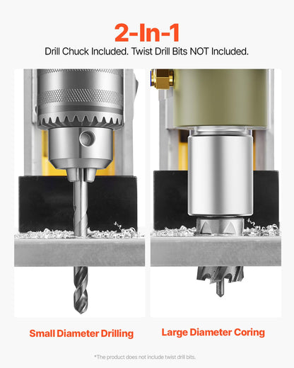 VEVOR Portable Electric Column Drilling Machine, 1400 W Motor, 40 mm Drill Diameter, with 11 Core Drilling Points, Speed of 800 RPM, Metal Drilling Machine