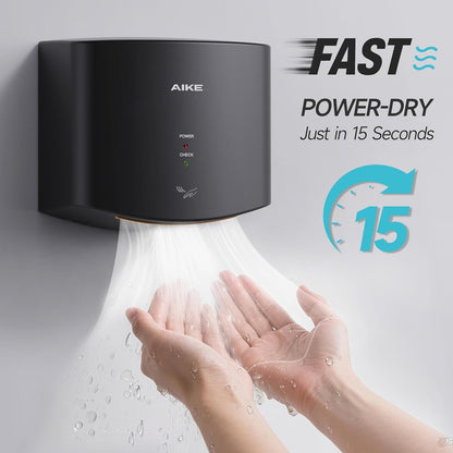 AIKE AK2630S Elektrische Handdroger 10 Seconden Droog, 1400 Watt Commerciële Handdroger, Compact voor Restaurantbadkamers en Kleine Kantoren