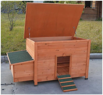 Melko Chicken coop 149 x 80 x 79 cm, chicken coop with folding roof and 2 nesting places for small animals made of wood - QUORE