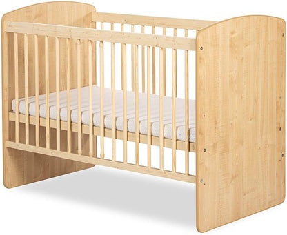 baby bed K2 natural wood 120 x 60 cm with slatted bed bed cot 3 levels adjustable in height - naturalPine wood & MDF - QUORE