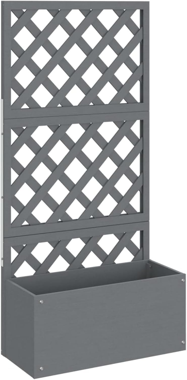 Trellis Planters Set of 2 Grey 65 x 33 x 135 cm WPC Garden Planters Outdoor Planter Pot Flower Box for Patio, Patio, Backyard and Lawn, Garden Decoration, Vegetable Herb Bed, Raised - QUORE