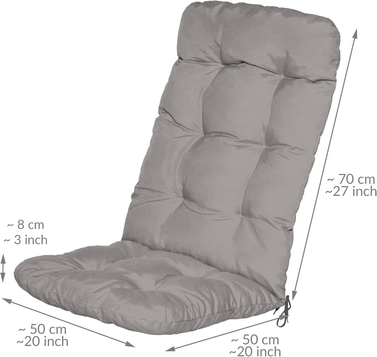 Beautissu Tuinkussen Set van 4 120x50x8cm Flair HL Zitkussen Hoge Rug Kussen Tuin Meubelen Kussen voor Tuinstoelen Rugkussen Lichtgrijs
