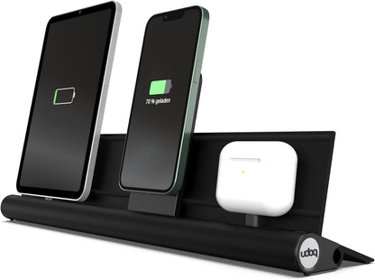 Laadstation voor iPhone tablet en AirPods, udoq 400, aluminium, zwart, MagSafe en PD-oplader