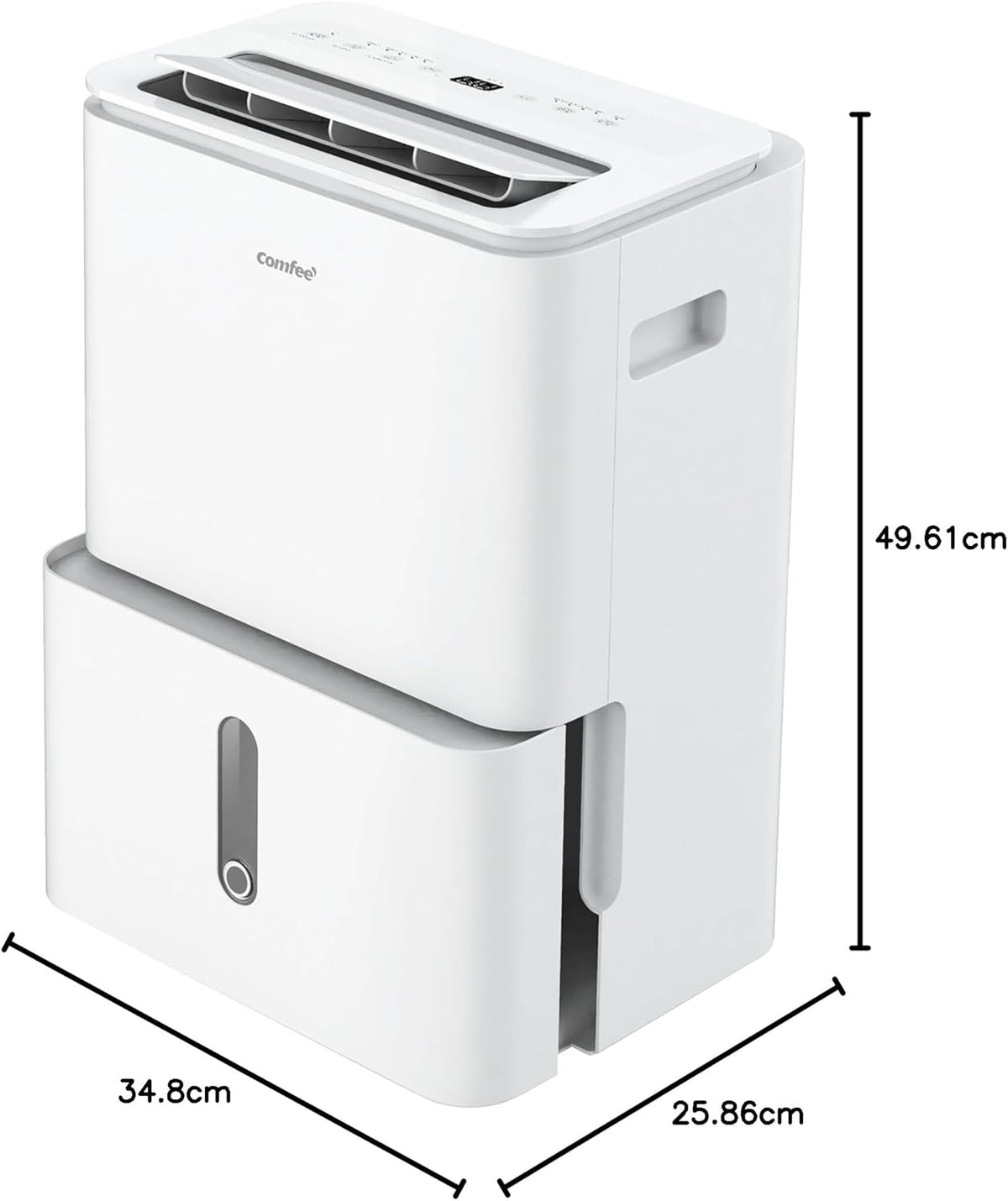 COMFEE luchtontvochtiger Easy Dry 16L/dag, 4 modi, luchtbevochtiger aangesloten, watertank 3 l, wasdroger, swingfunctie, voor ruimtes van 32㎡/80 m³