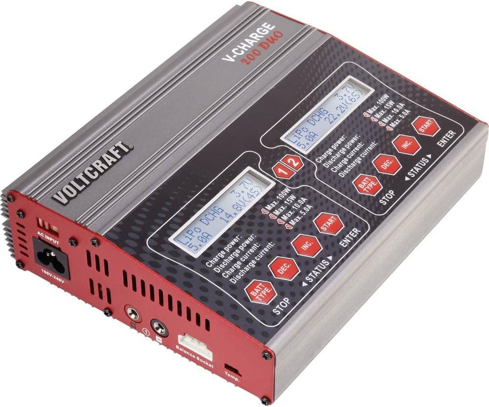 VOLTCRAFT V-Charge 200 Duo Multifunctionele modelbouwlader 12 V, 230 V 10 A Lood, NiMH, NiCd, Li-poly, Li-ion, LiHV, Lo