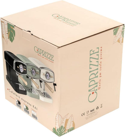 Kai Espressomachine, halfautomatisch, 1050 W, 15 bar, capaciteit voor 5 kopjes met stoompan, matzwart, met verwarmd bovenblad