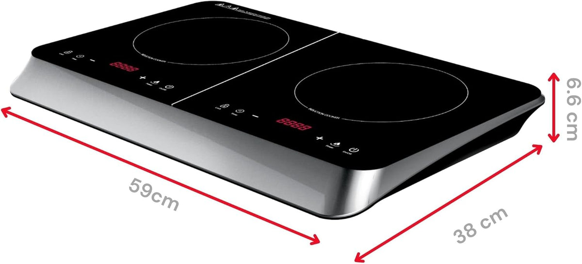 Elektrisch Inductiefornuis – Kookplaat – Twee Kookzones – Inductiekookplaat – Digitale Kookplaat – Compact – 2000 + 1500 Watt – Digitaal Touchpaneel Met Timer