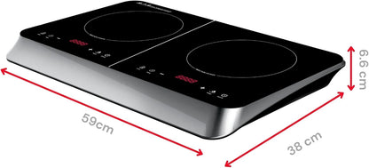 Elektrisch Inductiefornuis – Kookplaat – Twee Kookzones – Inductiekookplaat – Digitale Kookplaat – Compact – 2000 + 1500 Watt – Digitaal Touchpaneel Met Timer