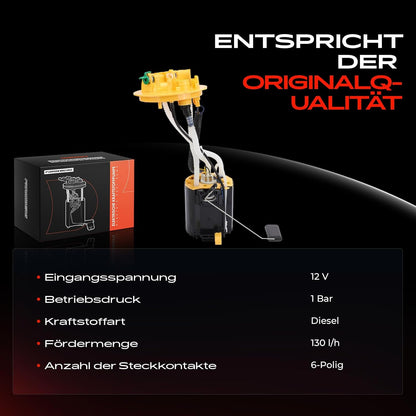 Brandstofpomp – Dieselpomp – Brandstoftoevoereenheid – Brandstoftransporteenheid – Brandstoftransportmodule – 6-Polig 12V – 130 L/U