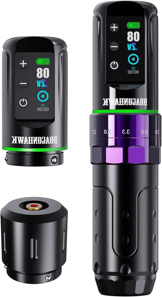 Draadloze Tattoo Machine – Tattoo Pen – Tattoo Set – Tattoo Gun – Tattoo Apparatuur – 7 Verstelbare Slaglengtes – 2x 2000 mAh Batterijen
