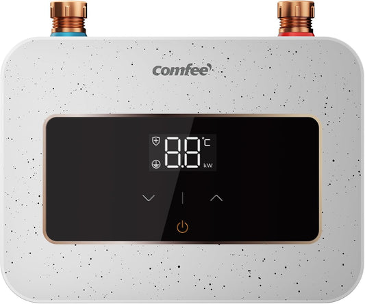 COMFEE CWH3.5EA1W Mini-doorstroomboiler, 3,6 kW, voor wastafel, elektrische doorstroomboiler, klein, 230 V onderbouw, elektronisch geregeld, drukvast, onmiddellijke warmwaterbereiding, ruimtebesparend