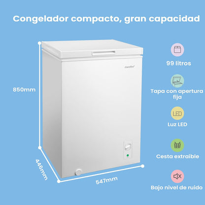 COMFEE RCC102WH2EU(E) Vrijstaande vrieskast, 99 l, om te zetten in vriezer, inverter, 4 sterren, geschikt voor de garage, wit [energieklasse E]