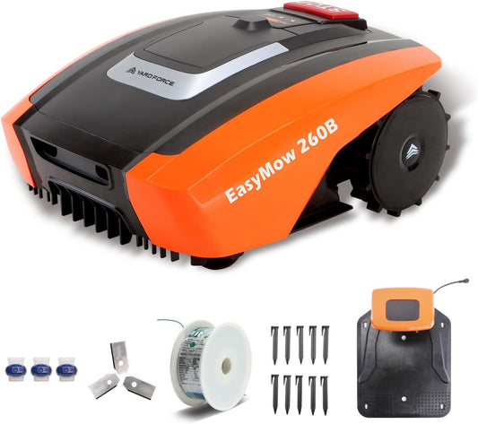 Yard Force EasyMow 260B Robotmaaier, tot 260 m², zelfrijdende robotmaaier, eenvoudige bediening, bediening via Bluetooth en app, 30% helling en 20 V/2,0 Ah lithium-ion-accu,zwart/oranje