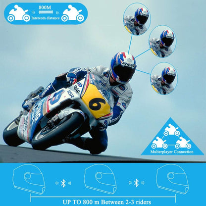 FreedConn Motorfiets communicatiesysteem, helm bluetooth intercom, helm headset (800 m bereik, zodat draadloos bellen,mp3-muziek beluisteren, FM-radio (2 set met zachte kabel)