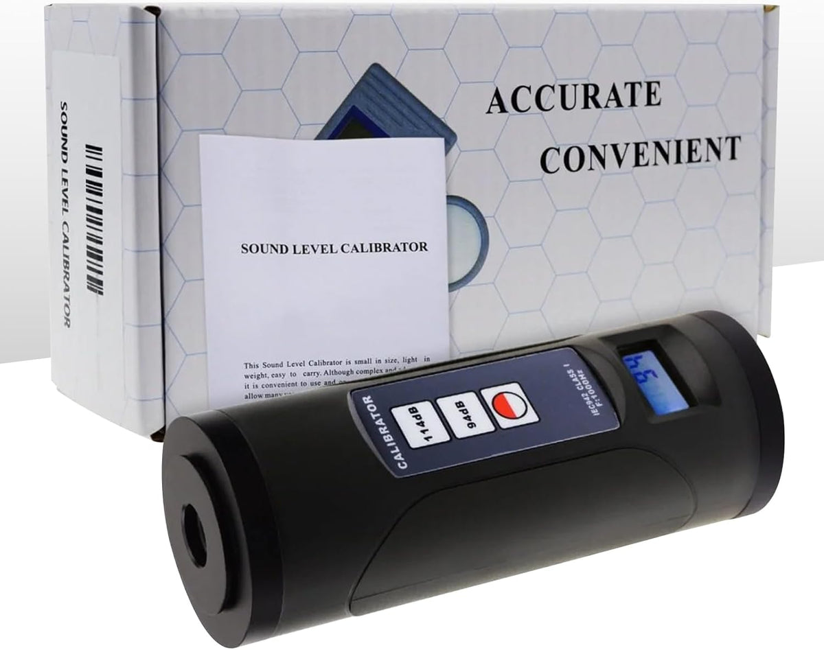 Digitale geluidsniveaumeter, kalibrator, 94 dB en 114 dB voor 1/2 inch en 1 inch microfoon, professionele noise-decibel, kalibratiegereedschap, meetnauwkeurigheidscontrole, draagbaar met blacklight