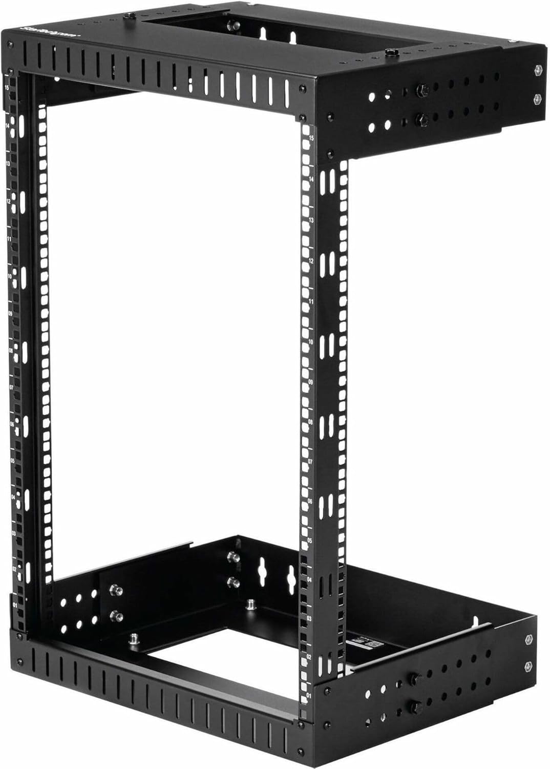 StarTech.com 2 Post 15U Heavy-Duty Wandmonteerbare Server Rack, 19" Open Frame Netwerk Rack met Verstelbare Diepte, Data Rack voor IT/AV/Patchpaneel/Computer Apparatuur (RK15WALLOA)