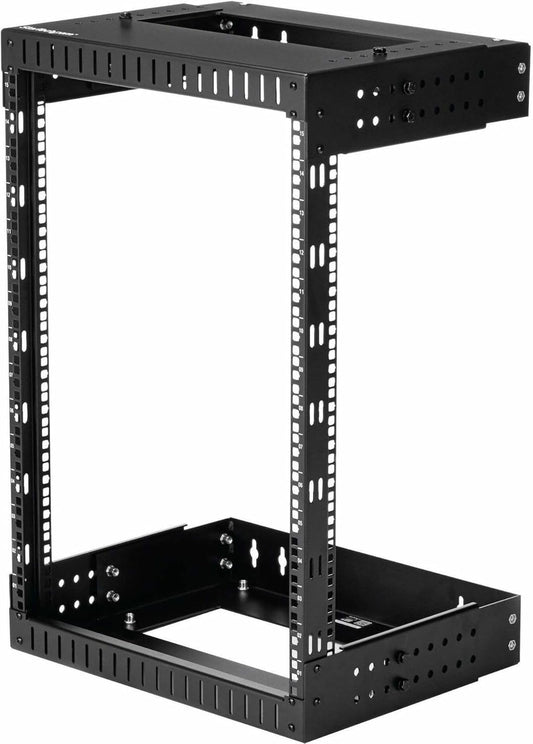StarTech.com 2 Post 15U Heavy-Duty Wandmonteerbare Server Rack, 19" Open Frame Netwerk Rack met Verstelbare Diepte, Data Rack voor IT/AV/Patchpaneel/Computer Apparatuur (RK15WALLOA)