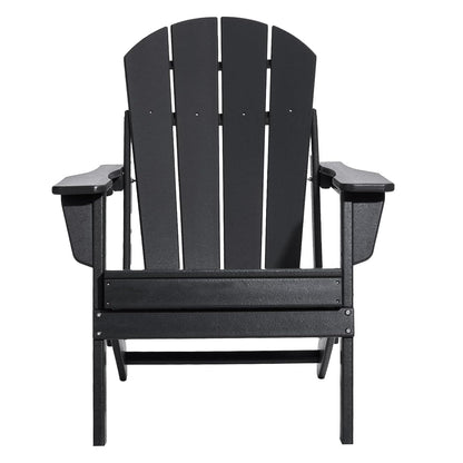VEVOR Adirondack Stoelen van kunststof, set van 2, inklapbaar, draagbaar, weerbestendig, voor terras, met bekerhouder, ergonomische ontspanningsarmleuning, voor tuin en binnenplaats, zwart