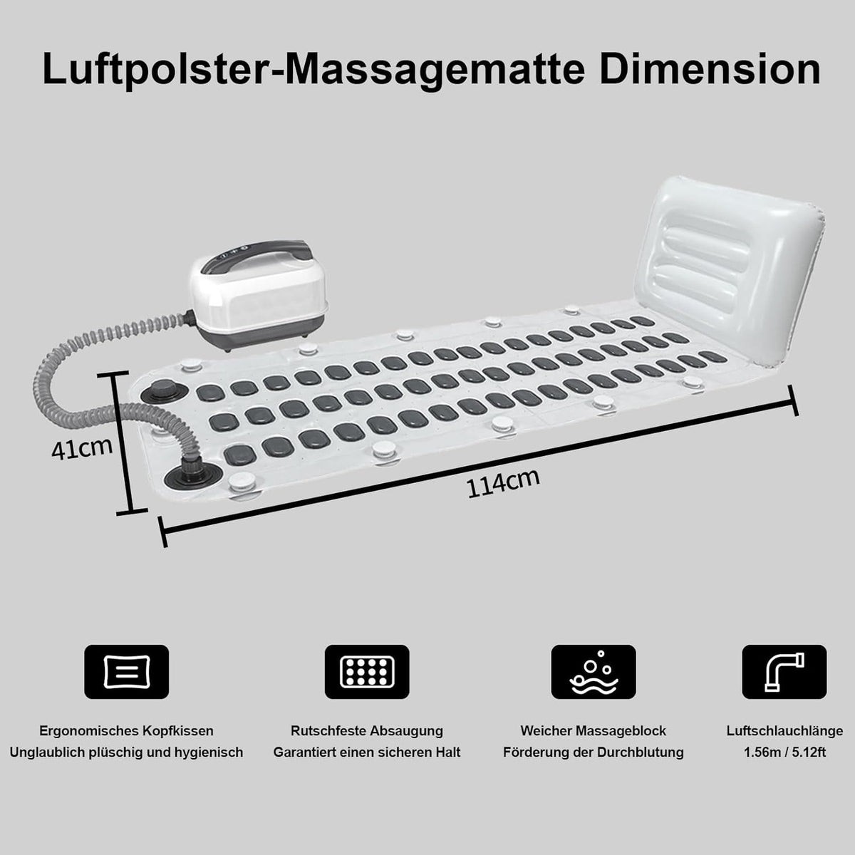 Badkuip Spa-Mat Met Kussen – Bubbelmat – Bubbelbad – Whirlpool – Badmat – Antislip Zuignappen – 6 Snelheden