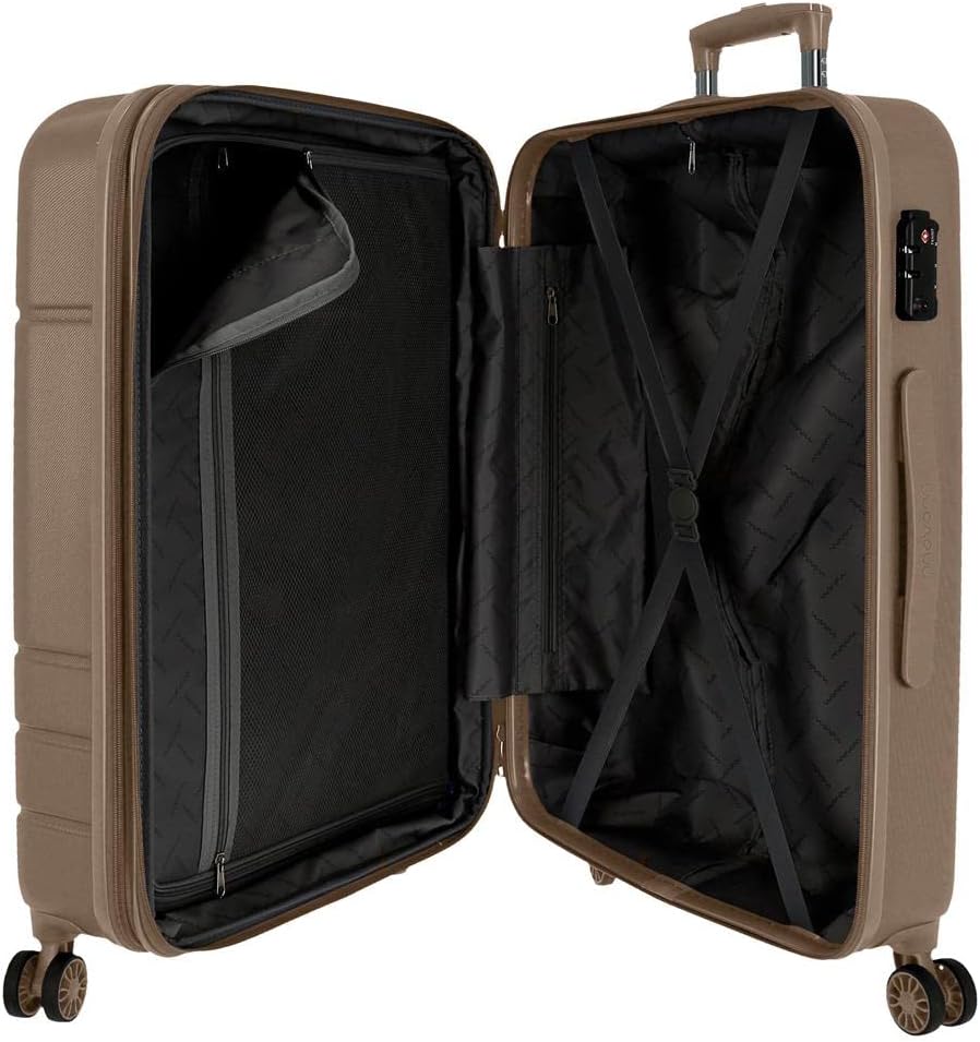 Movom Galaxy Kofferset, blauw, 55/68 cm, ABS, zijdelingse combinatiesluiting, 109 l, 6,56 kg, 4 dubbele wielen, handbagage, Beige, 40 x 55 x 20 cm, 48 x 68 x 27 cm, Set van 2 koffers
