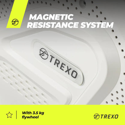 TREXO RM100 Rowing Machine with Magnetic Resistance System, 1-16 Flywheel, 3.5 kg, Weight Indication, Stable Construction, Ergometer, Rowing Machine - QUORE