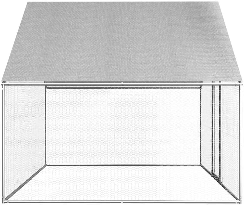 vidaXL Chicken Coop Poultry Animal Hens Chicken Coop Stay Cage Chicken Enclosure Chicken Coops Pet Animal Chicken Cage Galvanized Steel - QUORE